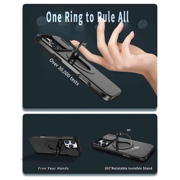 For iPhone 16 Pro Camshield MagSafe Ring Holder Armor Phone Case(Black) - iPhone 16 Pro Cases by PMC TechLife | Online Shopping South Africa | PMC TechLife | Buy Now Pay Later Mobicred