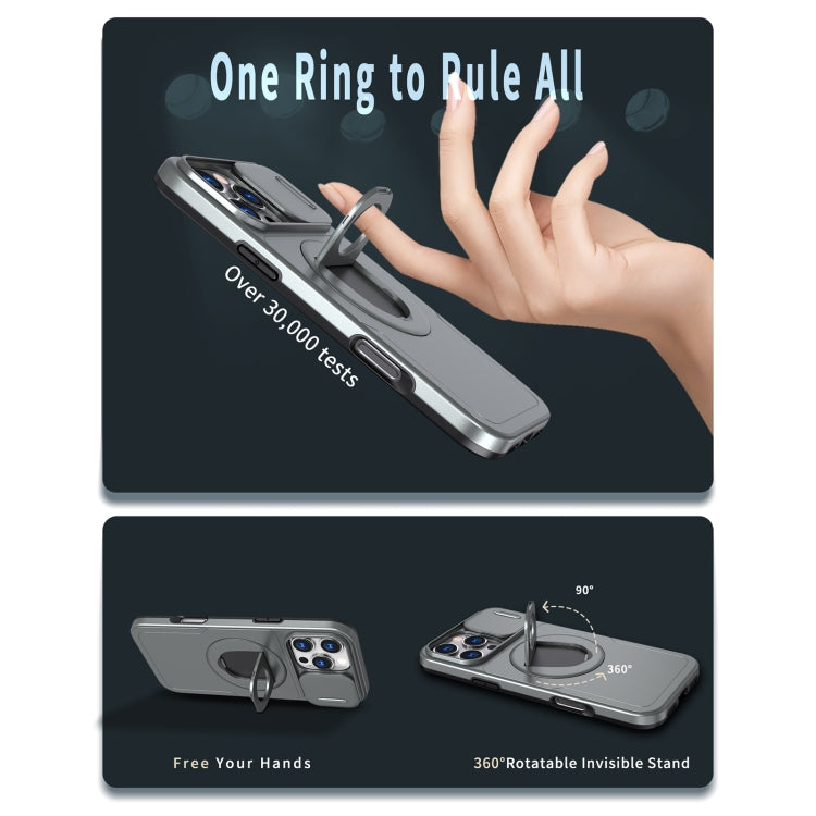 For iPhone 16 Pro Camshield MagSafe Ring Holder Armor Phone Case(Titanium Grey) - iPhone 16 Pro Cases by PMC TechLife | Online Shopping South Africa | PMC TechLife | Buy Now Pay Later Mobicred