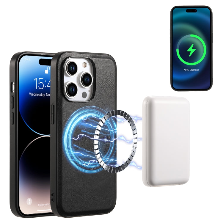 For iPhone 15 Pro Denior Cowhide Texture Leather MagSafe Phone Case(Black) - free shipping - PMC TechLife - Order now!