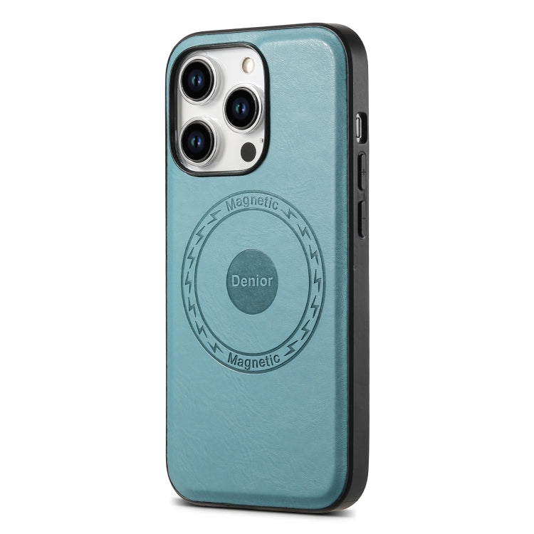 For iPhone 14 Plus Denior Cowhide Texture Leather MagSafe Phone Case(Blue) - free shipping - PMC TechLife - Order now!