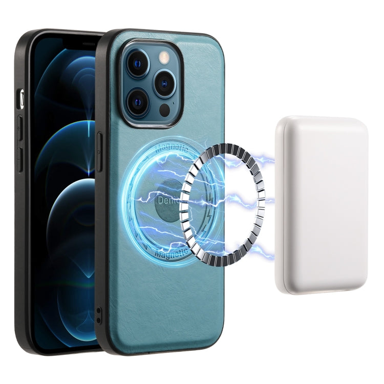 For iPhone 12 Pro Max Denior Cowhide Texture Leather MagSafe Phone Case(Blue) - free shipping - PMC TechLife - Order now!