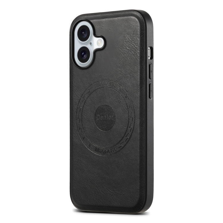 For iPhone 16 Denior Cowhide Texture Leather MagSafe Phone Case(Black) - iPhone 16 Cases by Denior | Online Shopping South Africa | PMC TechLife | Buy Now Pay Later Mobicred