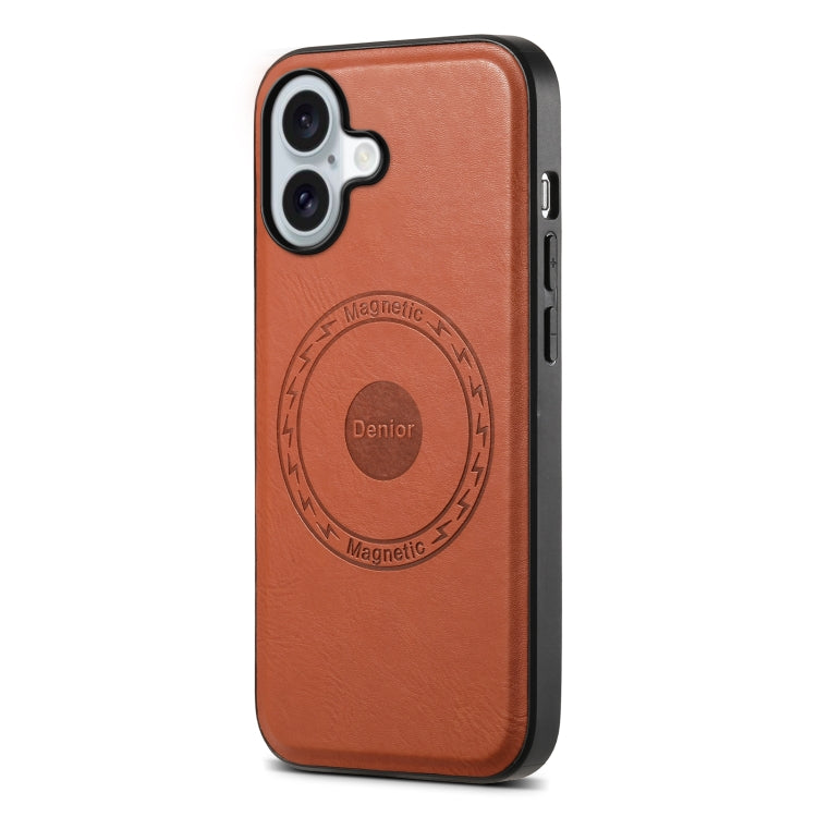 For iPhone 16 Plus Denior Cowhide Texture Leather MagSafe Phone Case(Brown) - free shipping - PMC TechLife - Order now!