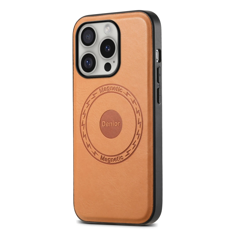 For iPhone 16 Pro Max Denior Cowhide Texture Leather MagSafe Phone Case(Khaki) - free shipping - PMC Jewellery - Order now!