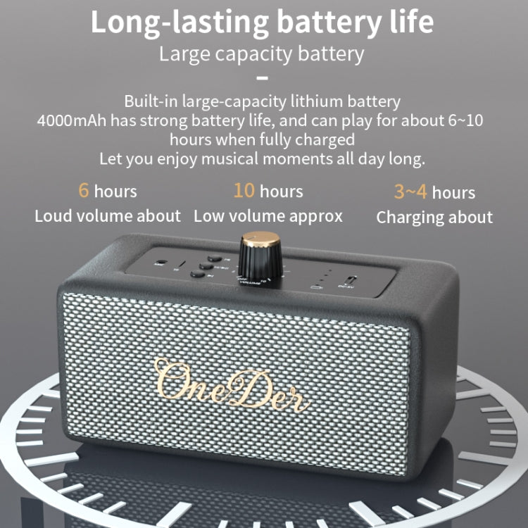 Oneder D3 Retro Leather Casing 30W Dual Units Wireless Bluetooth Speaker(White) - free shipping - PMC Jewellery - Order now!