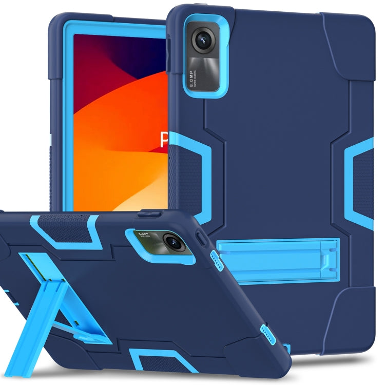 For Xiaomi Redmi Pad SE 11 2023 Contrast Color Silicone Hybrid PC Tablet Case with Holder(Navy Blue Blue) - More Tablet Cases by PMC TechLife | Online Shopping South Africa | PMC TechLife | Buy Now Pay Later Mobicred
