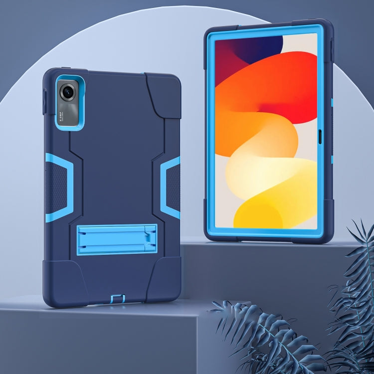 For Xiaomi Redmi Pad SE 11 2023 Contrast Color Silicone Hybrid PC Tablet Case with Holder(Navy Blue Blue) - More Tablet Cases by PMC TechLife | Online Shopping South Africa | PMC TechLife | Buy Now Pay Later Mobicred