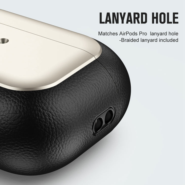 For AirPods Pro Electroplated Leather Texture Wireless Earphones Protective Case(Titanium Grey) - For AirPods Pro by PMC Jewellery | Online Shopping South Africa | PMC Jewellery | Buy Now Pay Later Mobicred