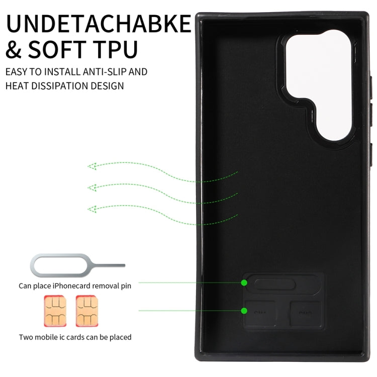 For Samsung Galaxy S24 Ultra 5G Calf Texture Card Slot Ring Holder Phone Case(Black) - Galaxy S24 Ultra 5G Tempered Glass by PMC TechLife | Online Shopping South Africa | PMC TechLife