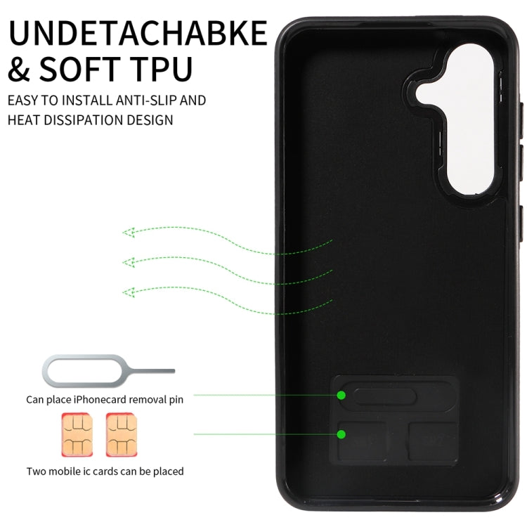 For Samsung Galaxy S24 5G Calf Texture Card Slot Ring Holder Phone Case(Red) - Galaxy S24 5G Cases by PMC TechLife | Online Shopping South Africa | PMC TechLife