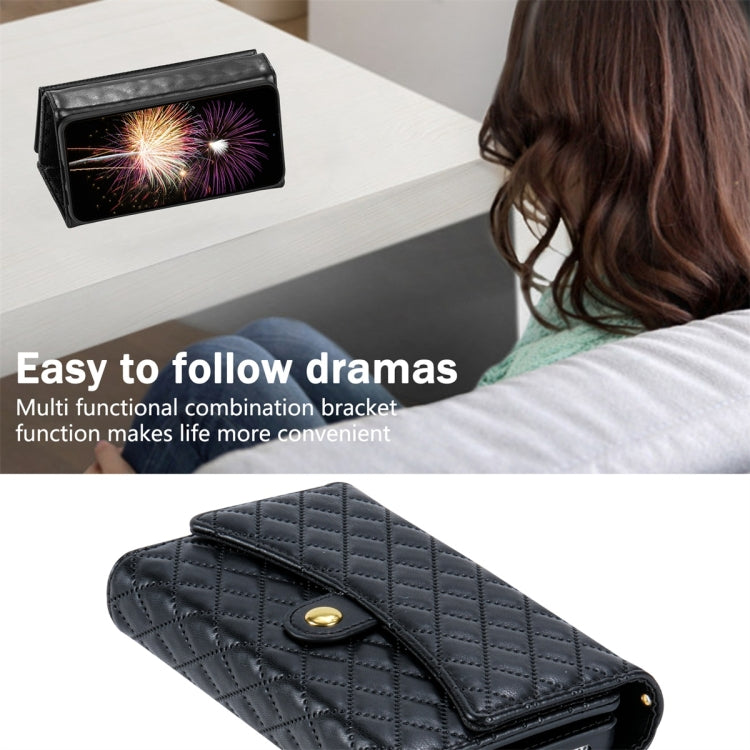 For Google Pixel 6 Pro Zipper Multi-Card Wallet Rhombic Leather Phone Case(Black) - Google Cases by PMC TechLife | Online Shopping South Africa | PMC TechLife | Buy Now Pay Later Mobicred