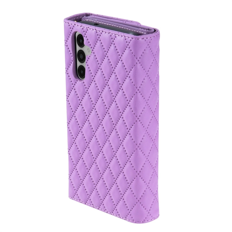 For Samsung Galaxy S24+ 5G Zipper Multi-Card Wallet Rhombic Leather Phone Case(Purple) - Galaxy S24+ 5G Cases by PMC TechLife | Online Shopping South Africa | PMC TechLife | Buy Now Pay Later Mobicred