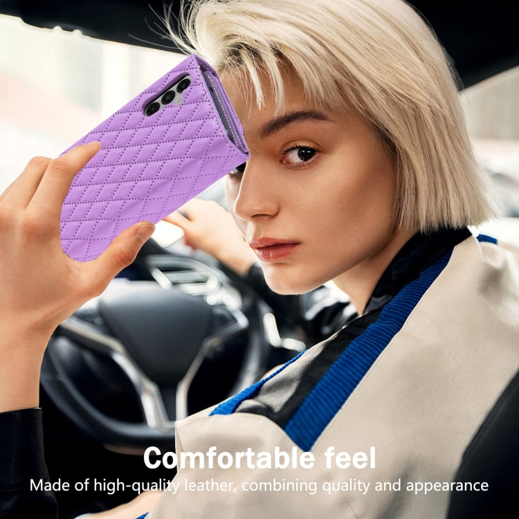 For Samsung Galaxy S24+ 5G Zipper Multi-Card Wallet Rhombic Leather Phone Case(Purple) - Galaxy S24+ 5G Cases by PMC TechLife | Online Shopping South Africa | PMC TechLife | Buy Now Pay Later Mobicred