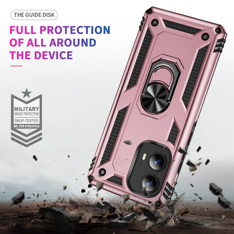 For Motorola Edge 2024 Shockproof TPU + PC Phone Case with Holder(Rose Gold) - Motorola Cases by PMC Jewellery | Online Shopping South Africa | PMC Jewellery | Buy Now Pay Later Mobicred