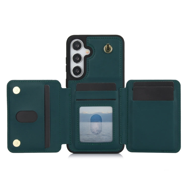 For Samsung Galaxy S24+ 5G YM006 Skin Feel Zipper Card Bag Phone Case with Dual Lanyard(Green) - Galaxy S24+ 5G Cases by PMC Jewellery | Online Shopping South Africa | PMC Jewellery | Buy Now Pay Later Mobicred