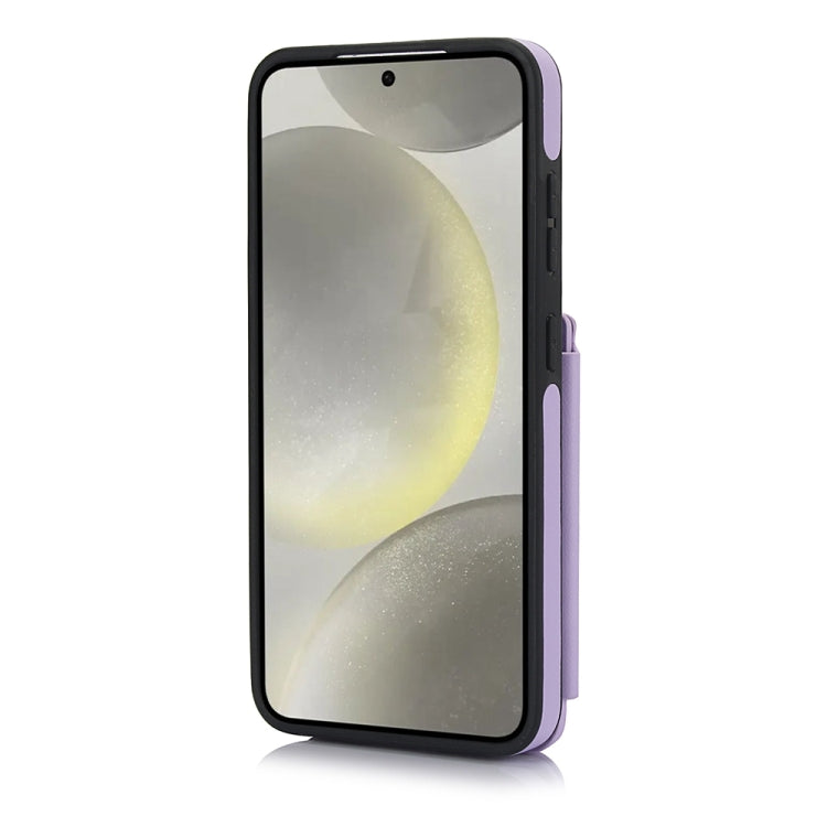 For Samsung Galaxy S24 5G YM006 Skin Feel Zipper Card Bag Phone Case with Dual Lanyard(Light Purple) - free shipping - PMC Jewellery - Order now!