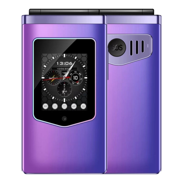 HAMTOD T8 4G Flip Phone, EU Version, 2.8 inch + 1.77 inch, VoLTE, BT, SOS, OTG(Purple) - free shipping - PMC TechLife - Order now!