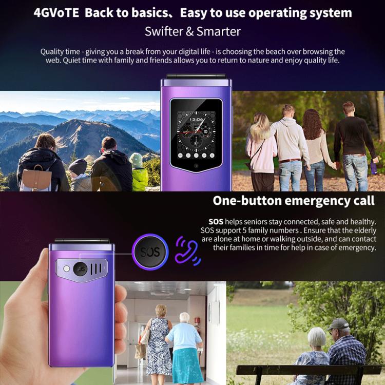 HAMTOD T8 4G Flip Phone, EU Version, 2.8 inch + 1.77 inch, VoLTE, BT, SOS, OTG(Black) - free shipping - PMC TechLife - Order now!