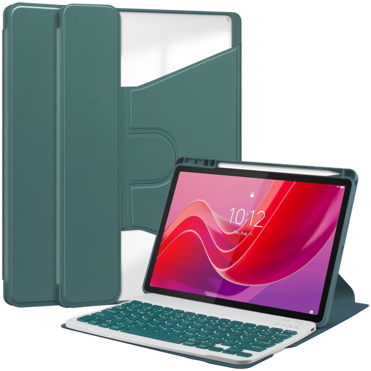For Lenovo Tab M11/Xiaoxin Pad 11 2024 360 Rotation Transparent Smart Leather Case with Keyboard(Dark Green) - Lenovo by PMC Jewellery | Online Shopping South Africa | PMC Jewellery | Buy Now Pay Later Mobicred