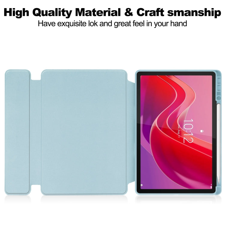For Lenovo Tab M11/Xiaoxin Pad 11 2024 360 Rotation Transparent Smart Leather Case with Keyboard(Sky Blue) - free shipping - PMC Jewellery - Order now!