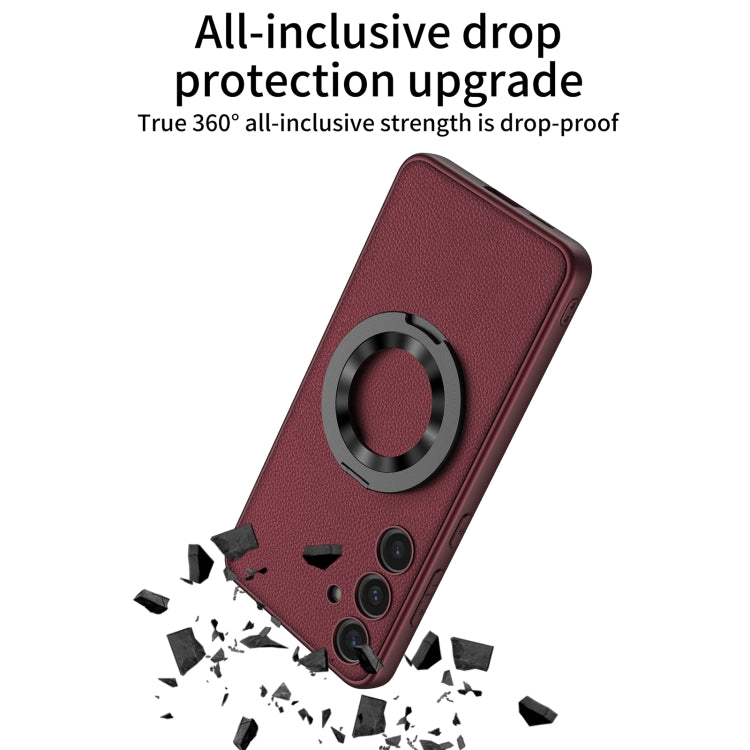 For Samsung Galaxy S24 5G GKK Skin Feel Leather MagSafe Magnetic Phone Case with Holder(Green) - Galaxy S24 5G Cases by GKK | Online Shopping South Africa | PMC TechLife | Buy Now Pay Later Mobicred