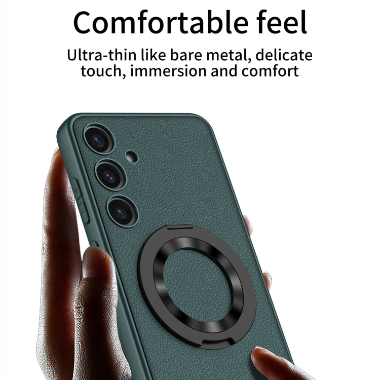 For Samsung Galaxy S24 5G GKK Skin Feel Leather MagSafe Magnetic Phone Case with Holder(Grey) - Galaxy S24 5G Cases by GKK | Online Shopping South Africa | PMC TechLife | Buy Now Pay Later Mobicred