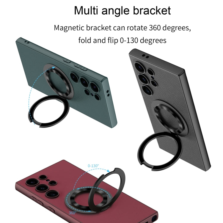 For Samsung Galaxy S24 Ultra 5G GKK Skin Feel Leather MagSafe Magnetic Phone Case with Holder(Grey) - Galaxy S24 Ultra 5G Cases by GKK | Online Shopping South Africa | PMC TechLife | Buy Now Pay Later Mobicred