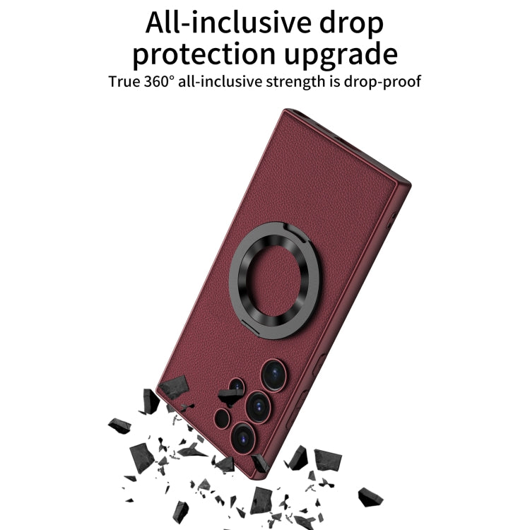 For Samsung Galaxy S24 Ultra 5G GKK Skin Feel Leather MagSafe Magnetic Phone Case with Holder(Red) - Galaxy S24 Ultra 5G Cases by GKK | Online Shopping South Africa | PMC TechLife | Buy Now Pay Later Mobicred