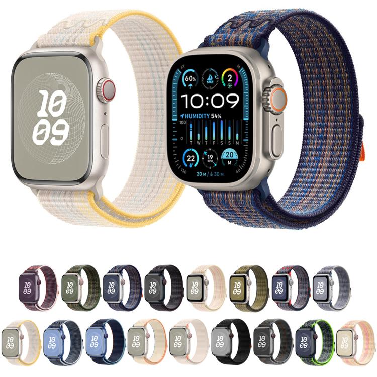 For Apple Watch Series 10 42mm / 9 41mm Loop Nylon Watch Band(Starlight Yellow Pink) - free shipping - PMC TechLife - Order now!