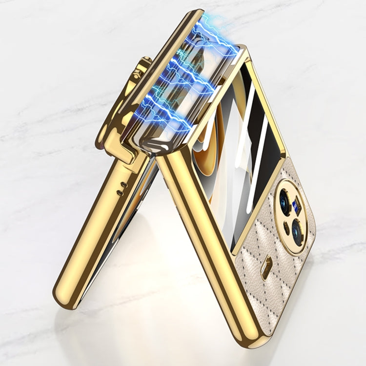 For vivo X Flip GKK Integrated Rhombus Pattern Electroplating Leather Magnetic Phone Case with Ring(Black) - free shipping - PMC Jewellery - Order now!