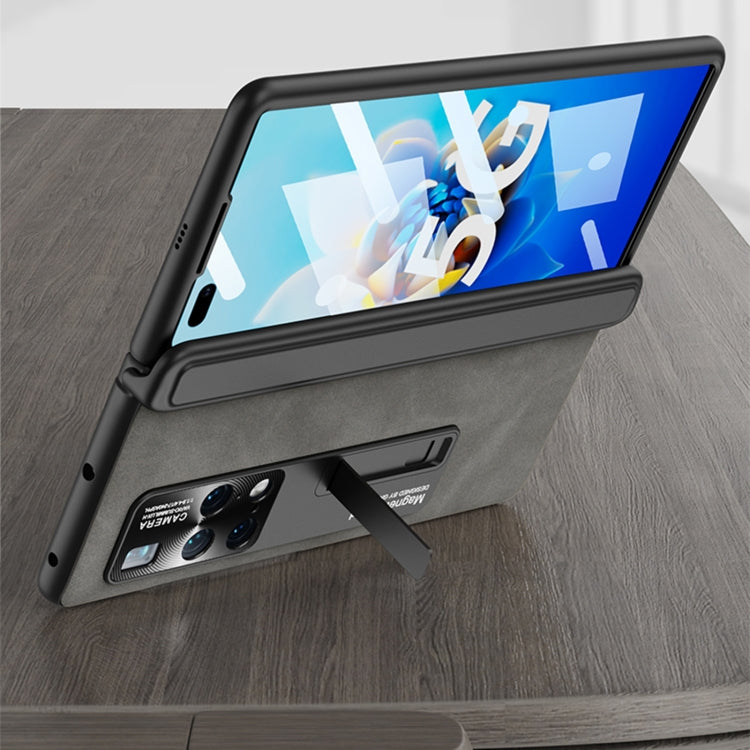 For Huawei Mate X2 GKK Integrated Frosted Fold Hinge Privacy Leather Phone Case with Holder(Brown) - free shipping - PMC Jewellery - Order now!