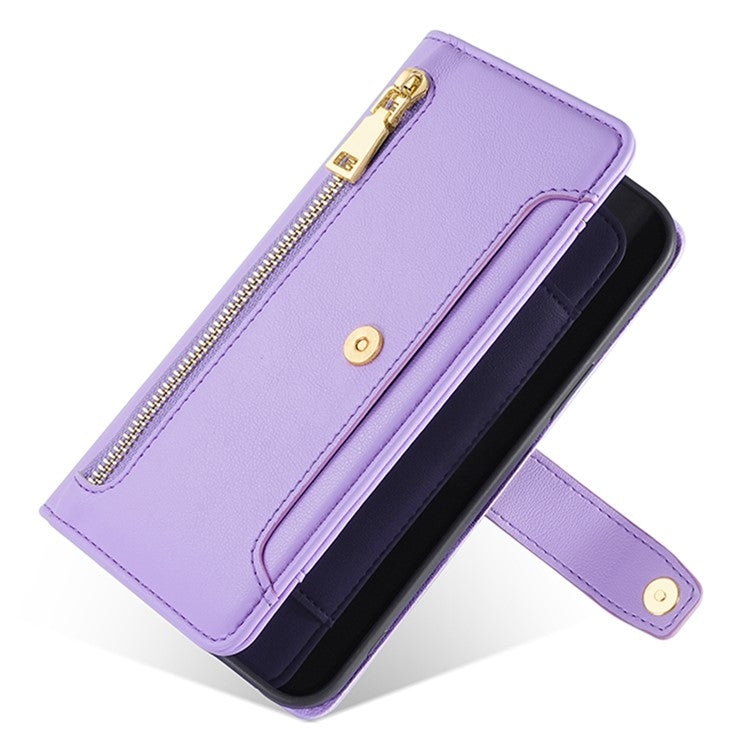 For Itel A50 4G Sheep Texture Cross-body Zipper Wallet Leather Phone Case(Purple) - More Brand by PMC TechLife | Online Shopping South Africa | PMC TechLife | Buy Now Pay Later Mobicred