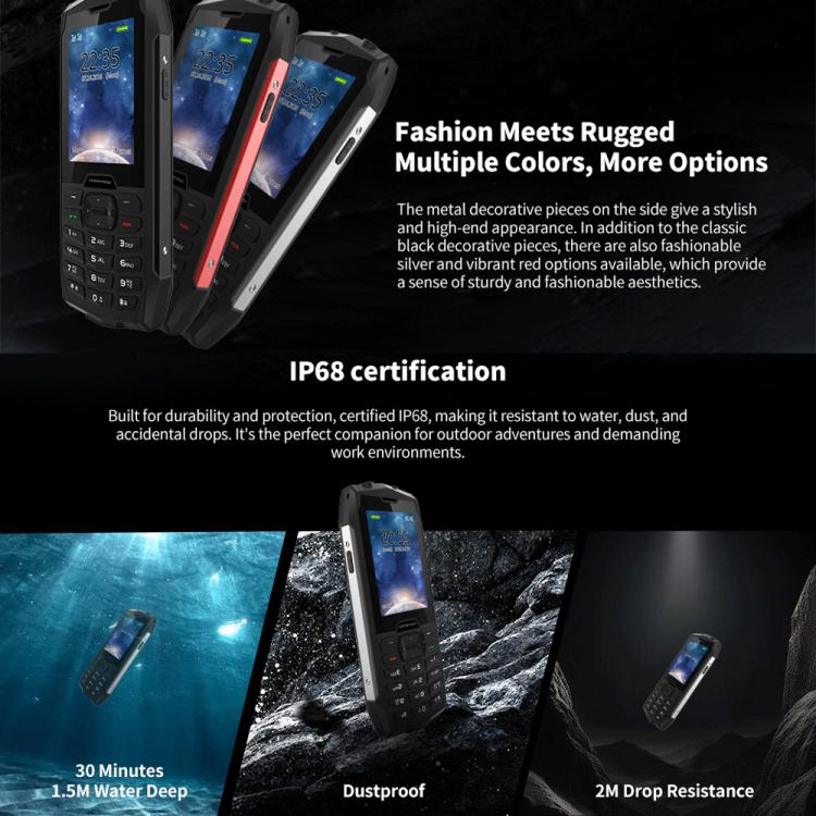 HAMTOD H3 Rugged Phone, EU Version, 2.8 inch T107 ARM CortexTM A7 Quad-core 1.0GHz, Network: 4G, VoLTE, BT, SOS(Red) - free shipping - PMC TechLife - Order now!