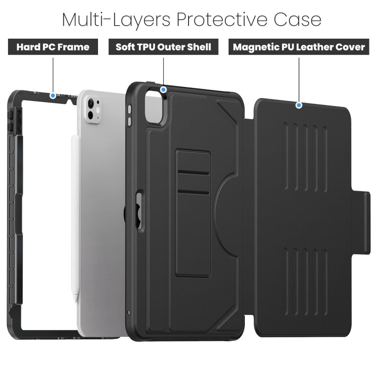 For iPad Pro 11 2024 Notebook Magnetic Leather Tablet Case(Black) - iPad Pro 11 2024 Cases by PMC TechLife | Online Shopping South Africa | PMC TechLife | Buy Now Pay Later Mobicred