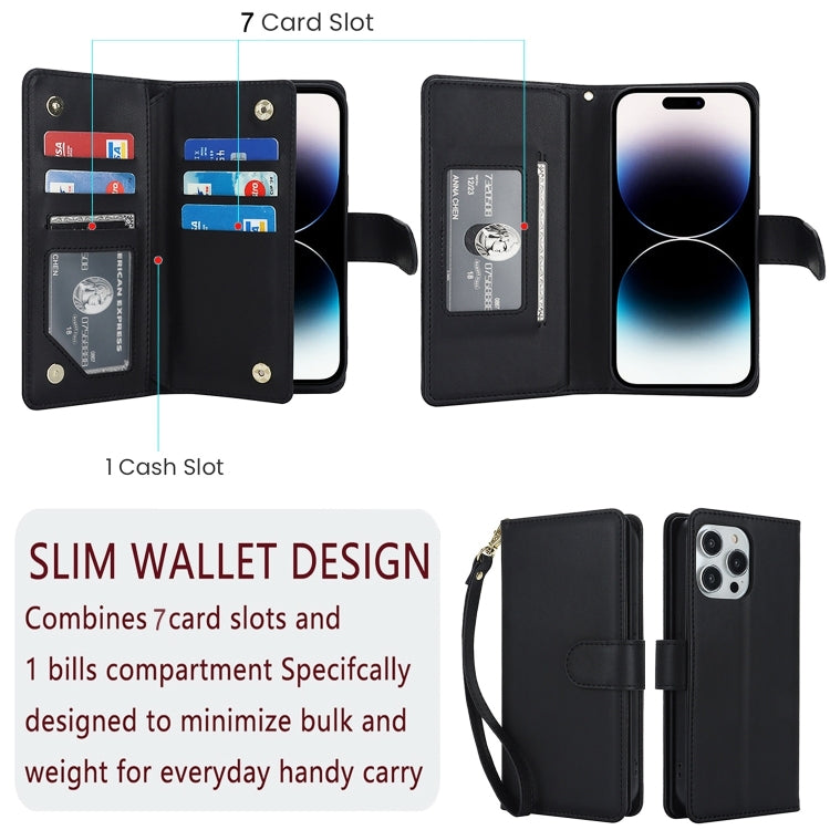 For iPhone 16 Pro Max Multi-Card Wallet RFID Leather Phone Case(Black) - iPhone 16 Pro Max Cases by PMC TechLife | Online Shopping South Africa | PMC TechLife | Buy Now Pay Later Mobicred