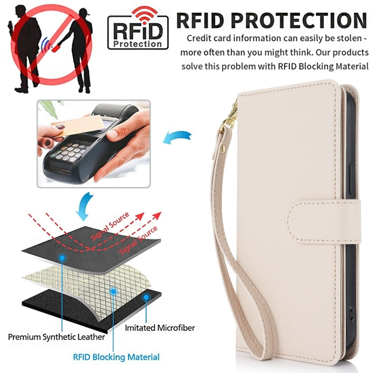 For iPhone 16 Multi-Card Wallet RFID Leather Phone Case(Apricot) - iPhone 16 Cases by PMC TechLife | Online Shopping South Africa | PMC TechLife | Buy Now Pay Later Mobicred