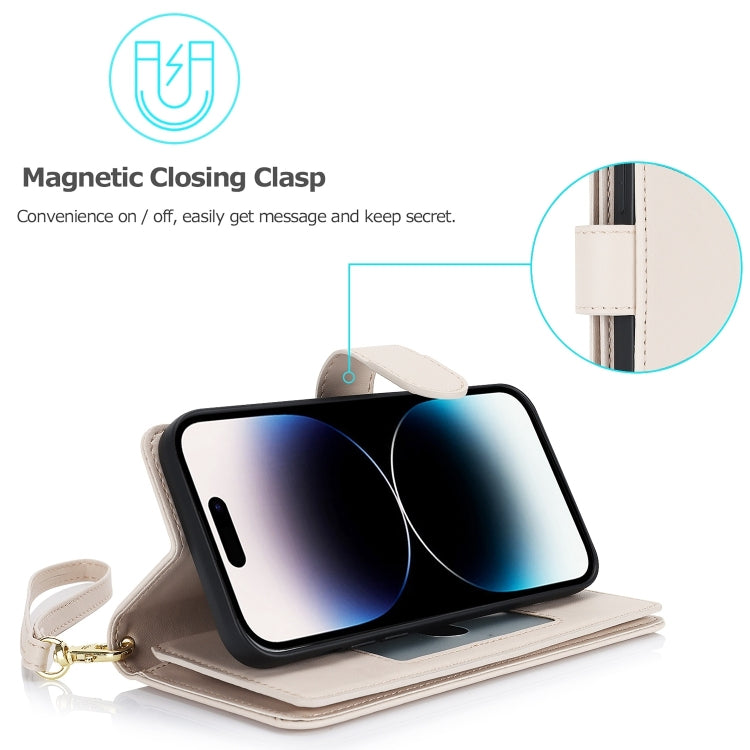 For iPhone 16 Multi-Card Wallet RFID Leather Phone Case(Apricot) - iPhone 16 Cases by PMC TechLife | Online Shopping South Africa | PMC TechLife | Buy Now Pay Later Mobicred