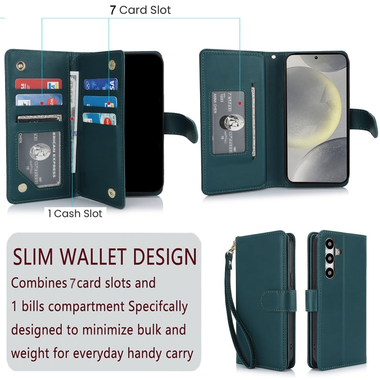 For Samsung Galaxy S24+ / S25+ 5G Multi-Card Wallet RFID Leather Phone Case(Green) - Galaxy S24+ 5G Cases by PMC TechLife | Online Shopping South Africa | PMC TechLife | Buy Now Pay Later Mobicred