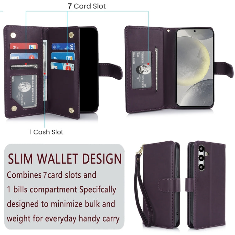 For Samsung Galaxy S24+ / S25+ 5G Multi-Card Wallet RFID Leather Phone Case(Dark Purple) - Galaxy S24+ 5G Cases by PMC TechLife | Online Shopping South Africa | PMC TechLife | Buy Now Pay Later Mobicred