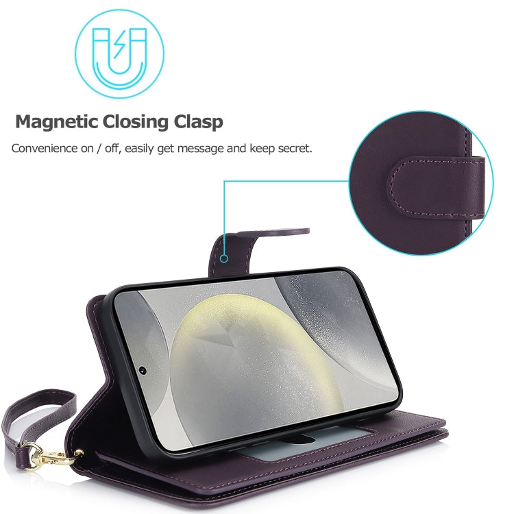 For Samsung Galaxy S24+ / S25+ 5G Multi-Card Wallet RFID Leather Phone Case(Dark Purple) - Galaxy S24+ 5G Cases by PMC TechLife | Online Shopping South Africa | PMC TechLife | Buy Now Pay Later Mobicred