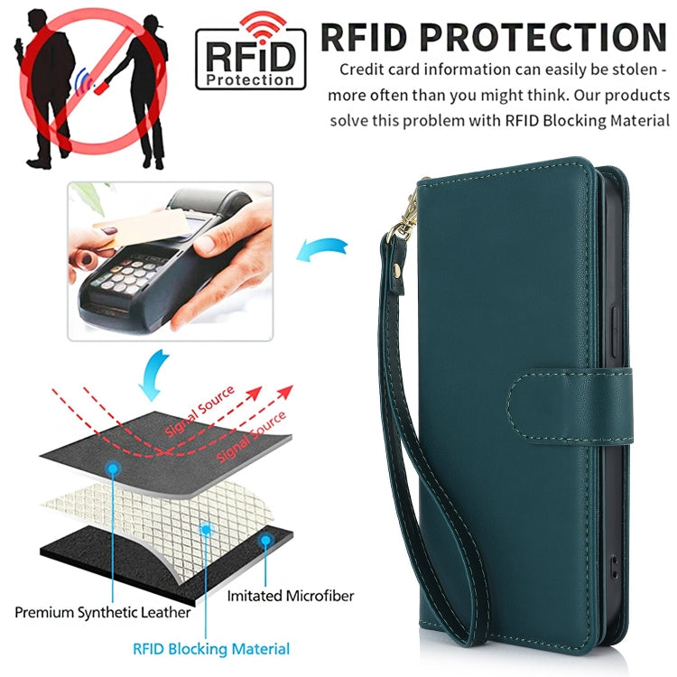 For Samsung Galaxy S24 / S25 5G Multi-Card Wallet RFID Leather Phone Case(Green) - Galaxy S24 5G Cases by PMC TechLife | Online Shopping South Africa | PMC TechLife | Buy Now Pay Later Mobicred