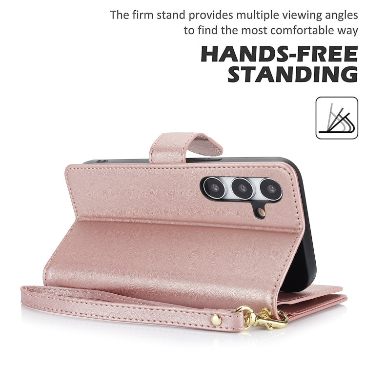 For Samsung Galaxy S24 / S25 5G Multi-Card Wallet RFID Leather Phone Case(Rose Gold) - Galaxy S24 5G Cases by PMC TechLife | Online Shopping South Africa | PMC TechLife | Buy Now Pay Later Mobicred