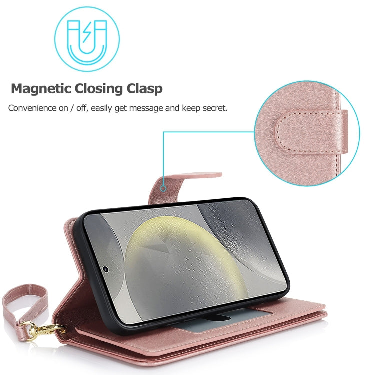 For Samsung Galaxy S24 / S25 5G Multi-Card Wallet RFID Leather Phone Case(Rose Gold) - Galaxy S24 5G Cases by PMC TechLife | Online Shopping South Africa | PMC TechLife | Buy Now Pay Later Mobicred
