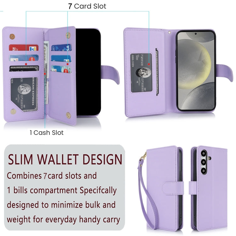 For Samsung Galaxy S24 / S25 5G Multi-Card Wallet RFID Leather Phone Case(Light Purple) - Galaxy S24 5G Cases by PMC TechLife | Online Shopping South Africa | PMC TechLife | Buy Now Pay Later Mobicred
