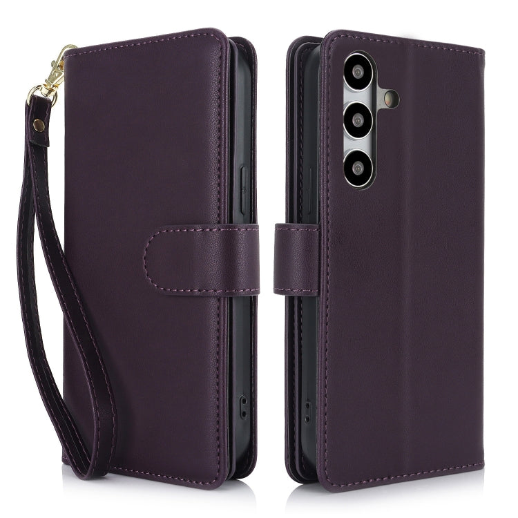 For Samsung Galaxy S24 / S25 5G Multi-Card Wallet RFID Leather Phone Case(Dark Purple) - Galaxy S24 5G Cases by PMC TechLife | Online Shopping South Africa | PMC TechLife | Buy Now Pay Later Mobicred