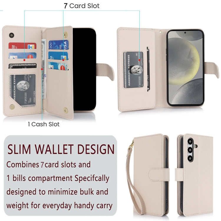 For Samsung Galaxy S24 / S25 5G Multi-Card Wallet RFID Leather Phone Case(Apricot) - Galaxy S24 5G Cases by PMC TechLife | Online Shopping South Africa | PMC TechLife | Buy Now Pay Later Mobicred