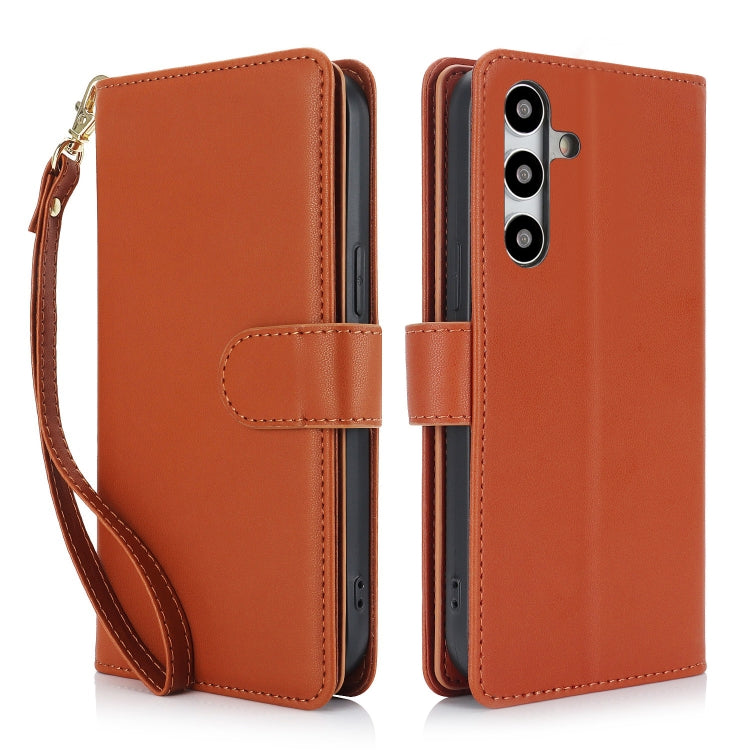 For Samsung Galaxy S24 / S25 5G Multi-Card Wallet RFID Leather Phone Case(Brown) - Galaxy S24 5G Cases by PMC TechLife | Online Shopping South Africa | PMC TechLife | Buy Now Pay Later Mobicred