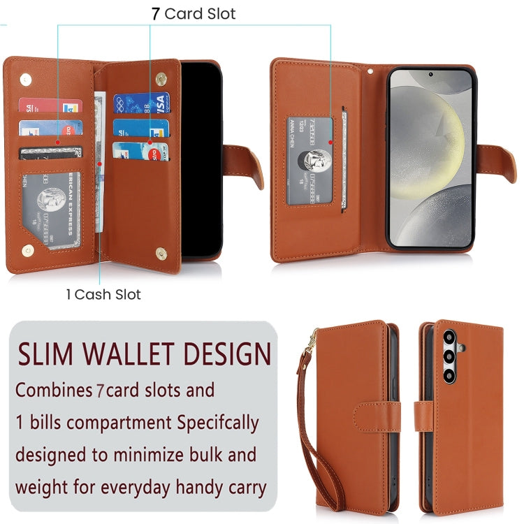For Samsung Galaxy S24 / S25 5G Multi-Card Wallet RFID Leather Phone Case(Brown) - Galaxy S24 5G Cases by PMC TechLife | Online Shopping South Africa | PMC TechLife | Buy Now Pay Later Mobicred