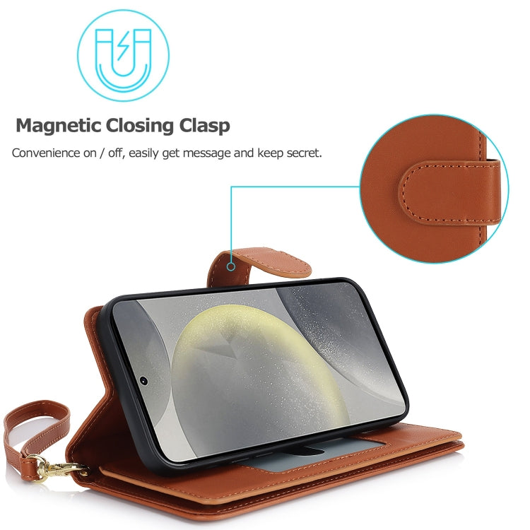 For Samsung Galaxy S24 / S25 5G Multi-Card Wallet RFID Leather Phone Case(Brown) - Galaxy S24 5G Cases by PMC TechLife | Online Shopping South Africa | PMC TechLife | Buy Now Pay Later Mobicred