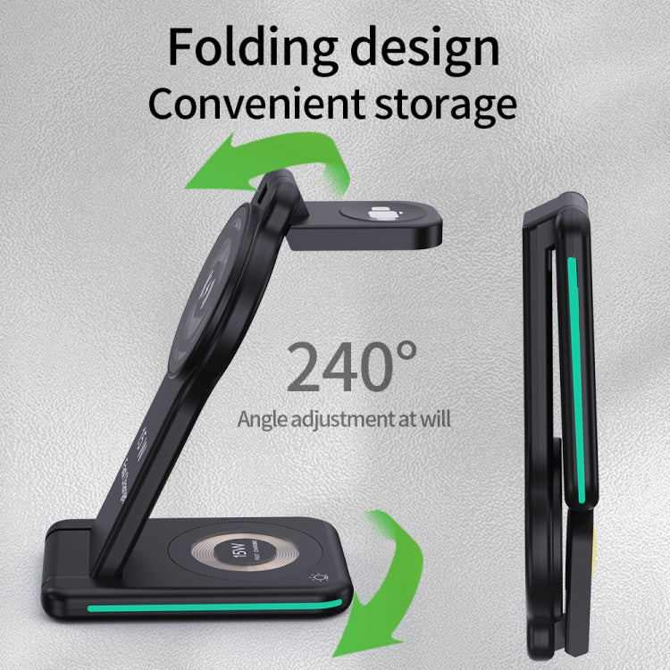 H60 5 in 1 Folding Multi-function Magnetic Wireless Charger(Black) - Wireless Charger by PMC TechLife | Online Shopping South Africa | PMC TechLife